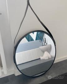 SPECCHIO ROTONDO  60cm cinghia nera, NUOVO