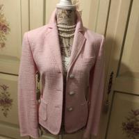 giacca Rosa tweed cotone taglia M bottoni gioiello