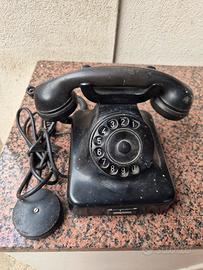 telefono fisso vintage nero a disco con cavo