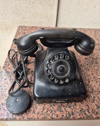 telefono fisso vintage nero a disco con cavo