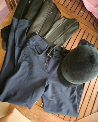 Cap equitazione, ghette e pantaloni