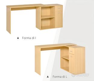 HOMCOM Scrivania Angolare per Studio e Ufficio