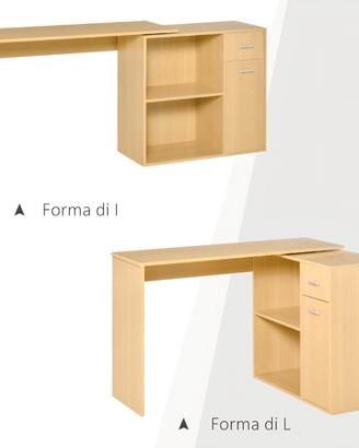 HOMCOM Scrivania Angolare per Studio e Ufficio