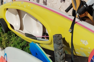 Canoa biposto in vetroresina più carrelino