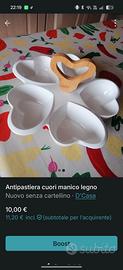 antipastiera  x 5 con maniglia a forma di cuore
