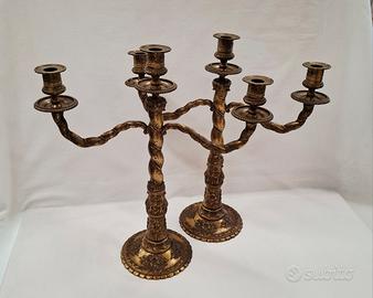 Coppia candelabri in bronzo