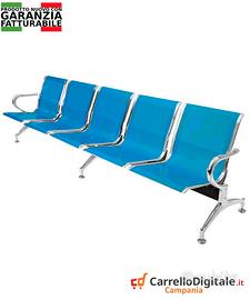 panca da attesa in acciaio colore blu 5 posti