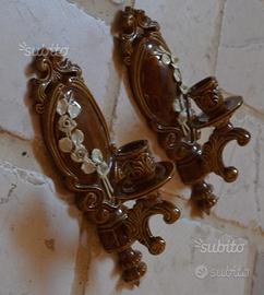 2 appliques candelabri da parete in ceramica LEONI