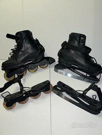 Rollerblade in linea e ghiaccio