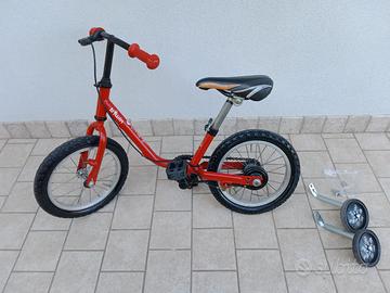 Bici con ruote da 14 + rotelle pronto all' uso