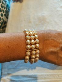 Bracciale 3 fili perle vintage con chiusura
