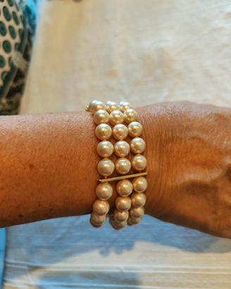 Bracciale 3 fili perle vintage con chiusura