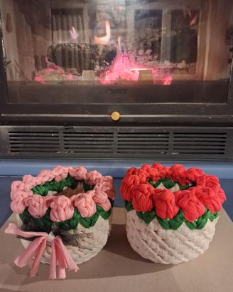 Piccoli cestini in fettuccia di cotone