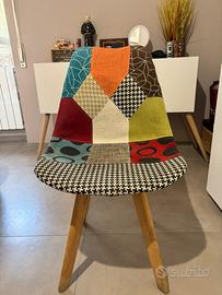 Set di 4 sedie in stile Patchwork e gambe in legno