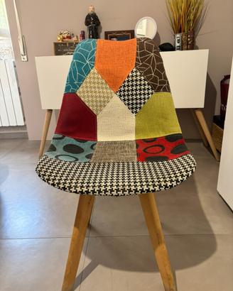 Set di 4 sedie in stile Patchwork e gambe in legno