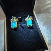 orecchini oro 9 ct con tormalina e zaffiri 