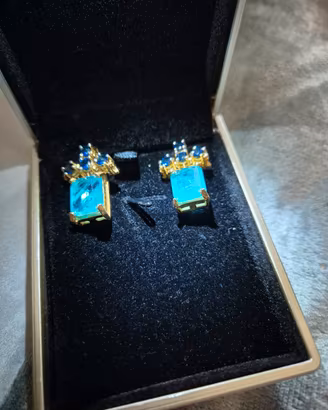 orecchini oro 9 ct con tormalina e zaffiri 