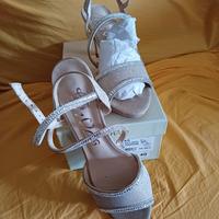 SANDALI DA SERA TESSUTO GLITTER E STRASS