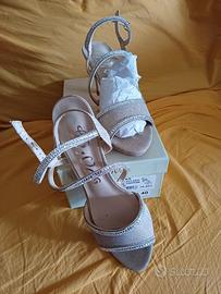 SANDALI DA SERA TESSUTO GLITTER E STRASS