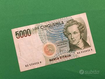 Banconota 5000 Lire "V. Bellini" - 1985 - MB