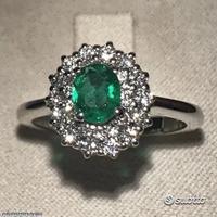 ANELLO ORO 18kt. DOPPIO GIRO DIAMANTI E SMERALDO