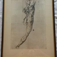 QUADRO disegno NUDO DI SCHIENA di Michelangelo
