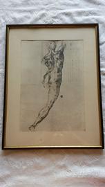 QUADRO disegno NUDO DI SCHIENA di Michelangelo