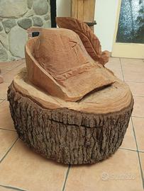Cappello alpino scultura in legno