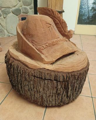 Cappello alpino scultura in legno