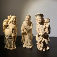 Set di 3 statuette orientali in resina- fu lu shou