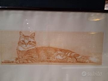 Gatto arancione sdraiato artista Gianni Raffaell 