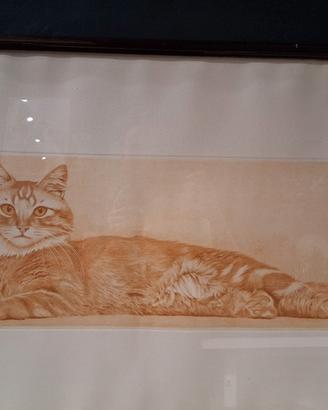 Gatto arancione sdraiato artista Gianni Raffaell 