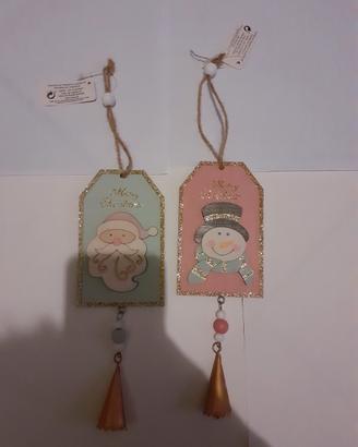 Decorazioni natalizie in legno con campanelline 