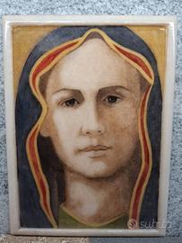 Icona su marmo della Madonna 18x24