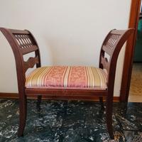 panca in legno con seduta in stoffa 