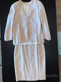 Completo giacca, gonna, canotta in pura seta rosa