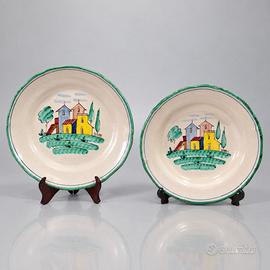 Coppia Piatti Ceramica Vietri C.A.S. Dipinti a Man