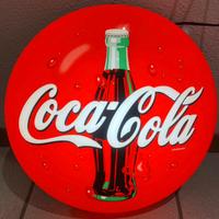 Insegna luminosa bottone coca cola 40cm vintage