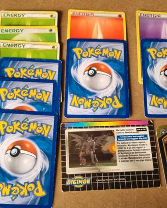 5409-Lotto misto carte pokemon + digimon e cavalie