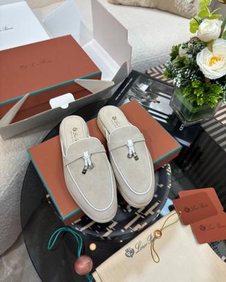 Pantofole Loro Piana in pile con punta piatta, t37