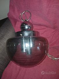 lampadario acciaio anni 60 di design 3 luci