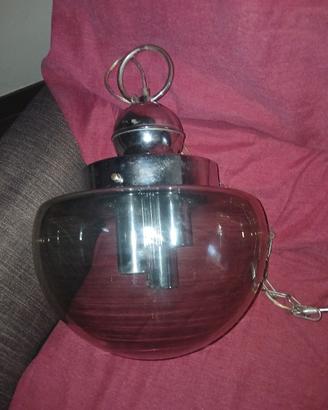 lampadario acciaio anni 60 di design 3 luci