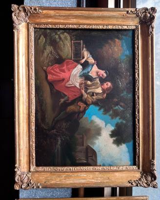 QUADRI antichi olio su tavola stile Watteau  '800