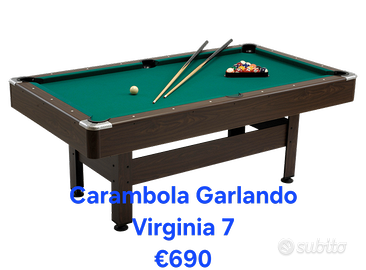 Tavolo da Biliardo Garlando Virginia 7 Nuovo