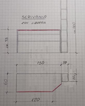 Scrivania con libreria