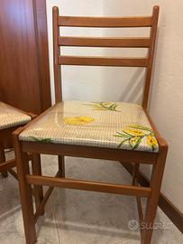 4 sedie in legno seduta imbottita