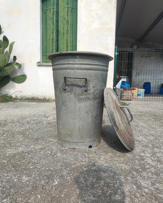 Bidone anni 70 zincato