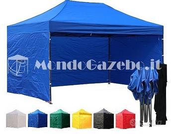 3x4,5 Gazebo 3cm BLU montanti traverse acciaio