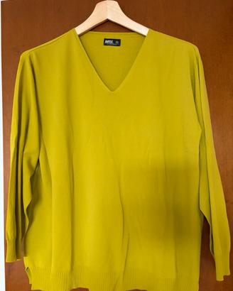 Maglia estivo scollo a V giallo limone tg 50