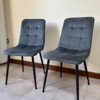 Coppia sedie effetto velluto - grigio scuro